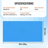 Solar Pool Cover, 28 x 14 ft Rectangle Solar Blanket for Pools, Inground Above Ground Swimming Pool Solar Cover, 12 mil Solar Covers Blue